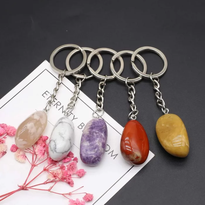 Natural Raw Ore Keychain Gem Reiki Healing Quartz Agate Citrine Irregular Stone Pendants Charms DIY Jewelry Making Accessorie - Image 4