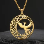 Dawapara Mythological Animals Phoenix Necklace Powerful Totem Celtics Crescent Moon Protection Amulet Stainless Steel Jewelry - Image 3