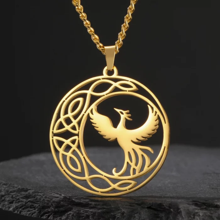 Dawapara Mythological Animals Phoenix Necklace Powerful Totem Celtics Crescent Moon Protection Amulet Stainless Steel Jewelry - Image 3